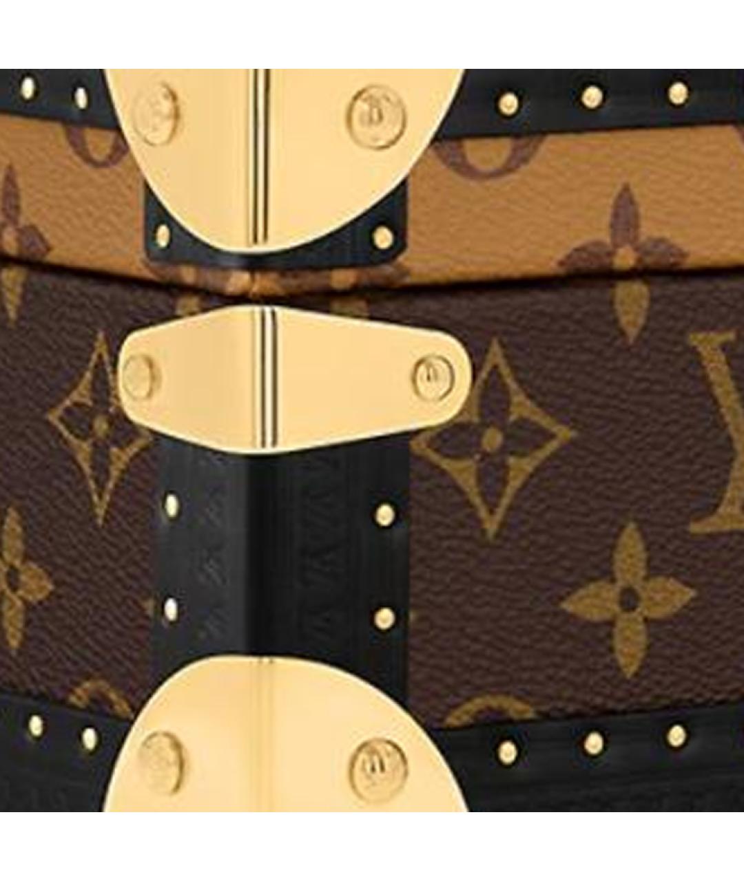 LOUIS VUITTON Коричневый кожаный чемодан, фото 4
