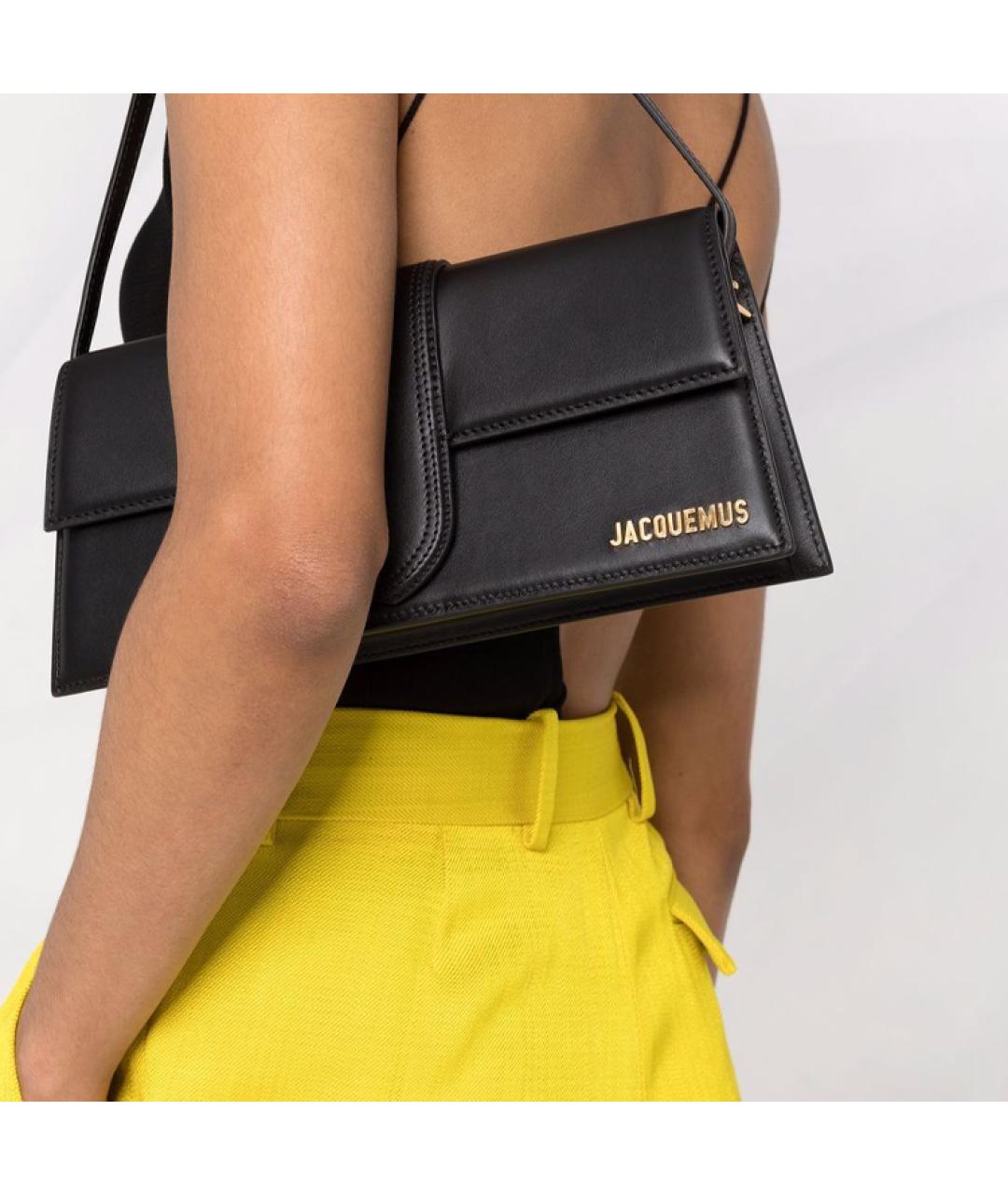 JACQUEMUS Черная кожаная сумка через плечо, фото 5