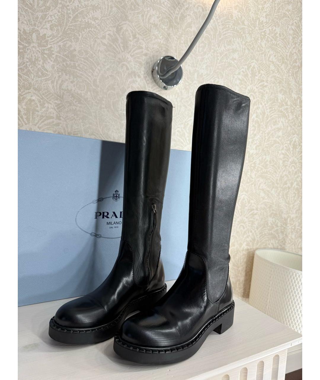 PRADA Черные кожаные сапоги, фото 6