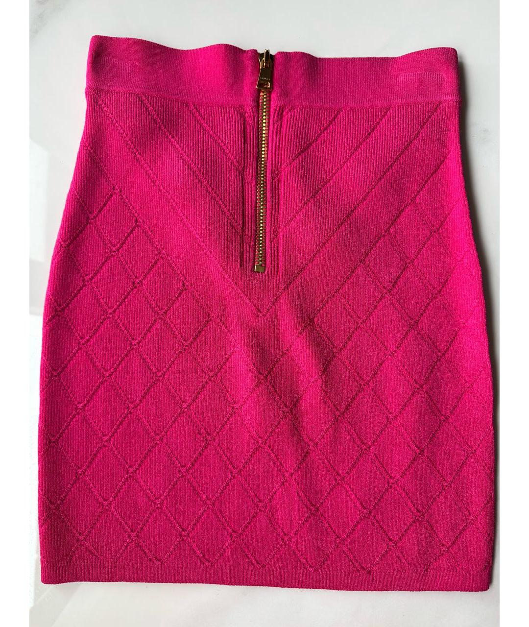 BALMAIN Фуксия вискозная юбка мини, фото 2