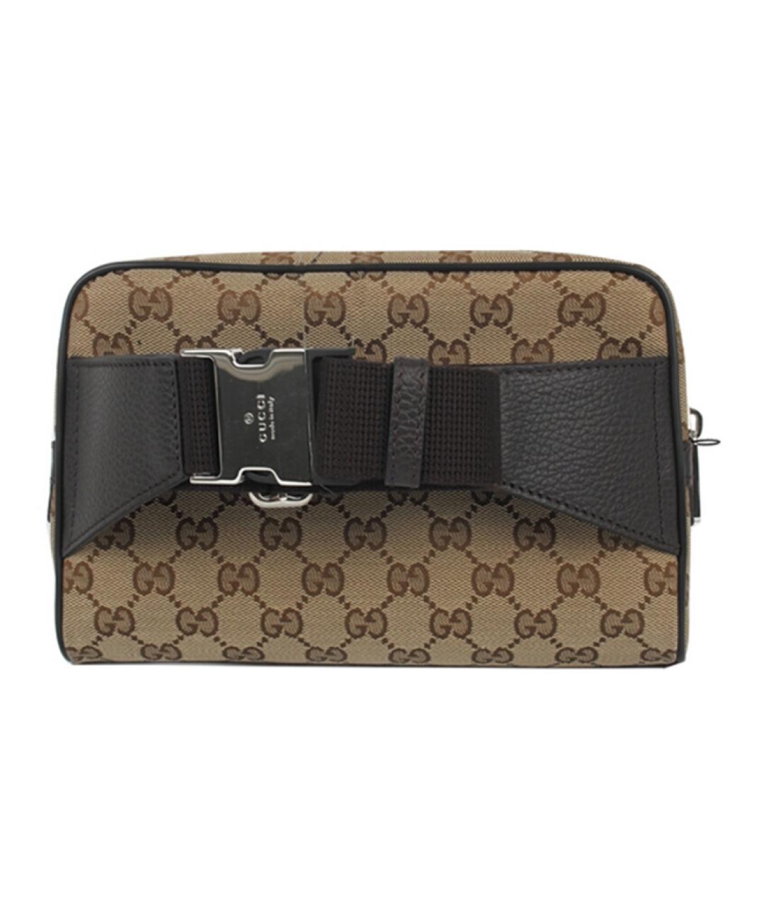 GUCCI Коричневая хлопковая поясная сумка, фото 5