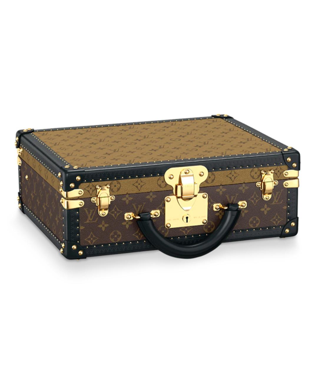 LOUIS VUITTON Коричневый кожаный чемодан, фото 3