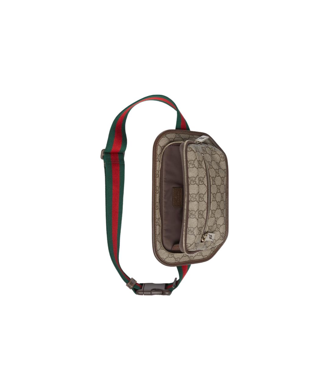 GUCCI Коричневая хлопковая поясная сумка, фото 6