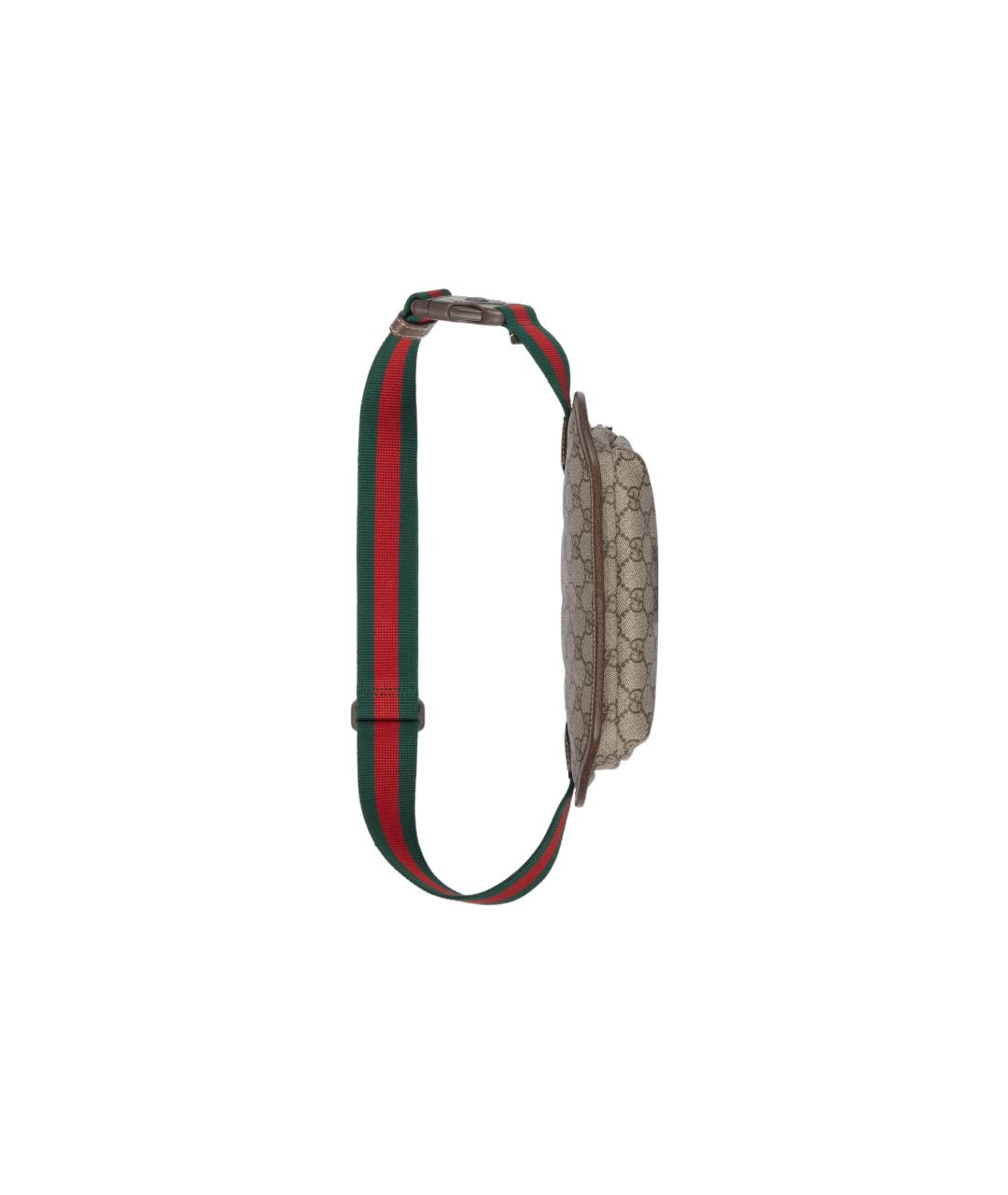 GUCCI Коричневая хлопковая поясная сумка, фото 7