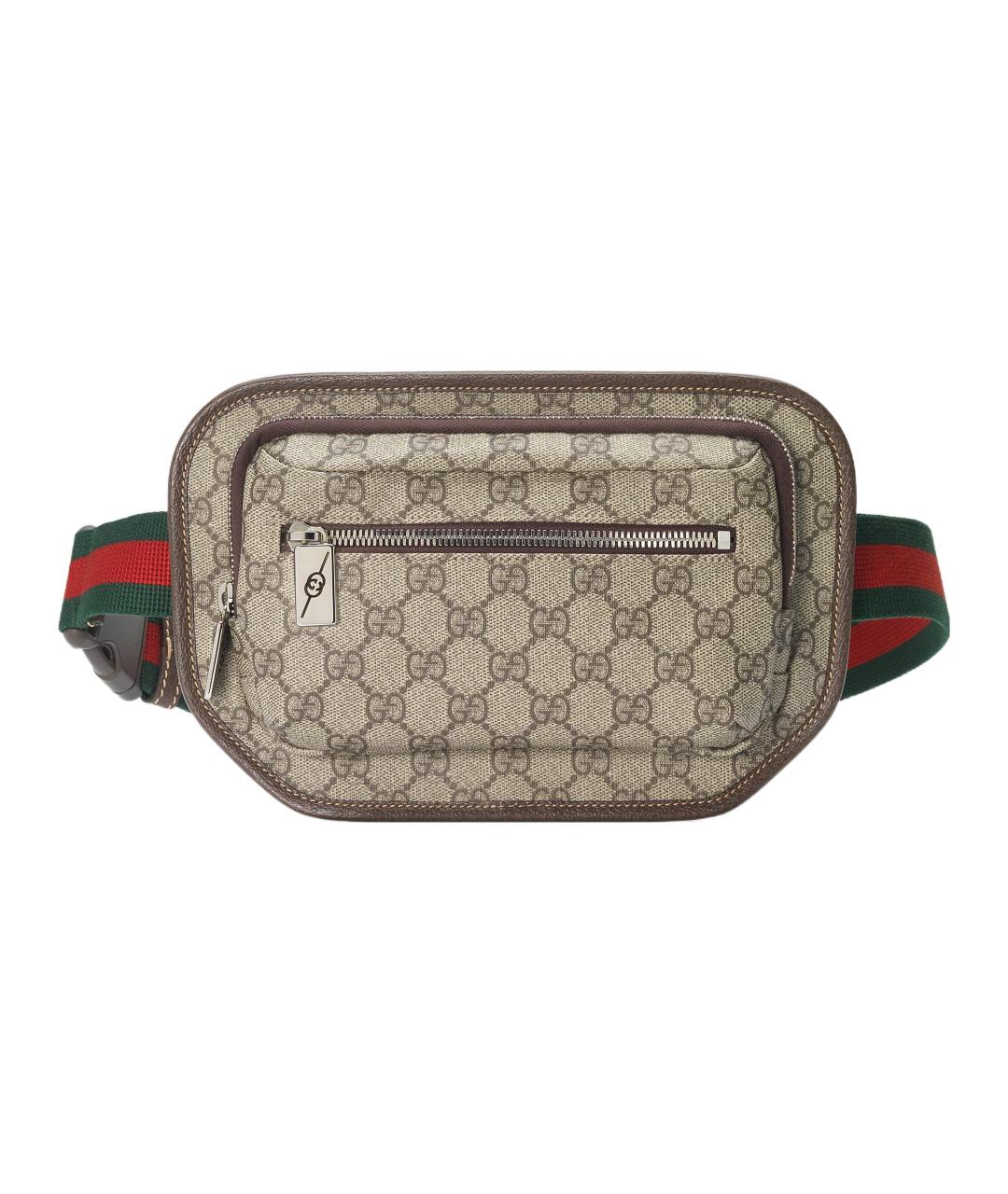 GUCCI Коричневая хлопковая поясная сумка, фото 1