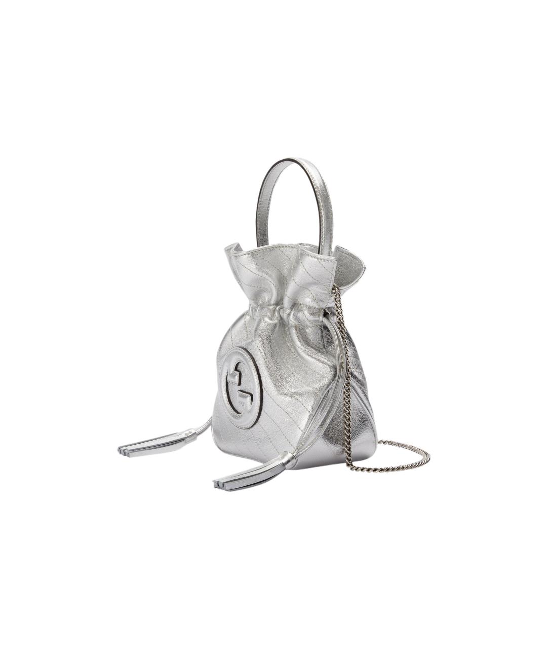 GUCCI Серебряная кожаная сумка через плечо, фото 2