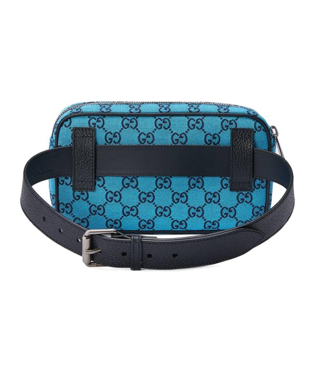 GUCCI Синяя хлопковая поясная сумка, фото 4