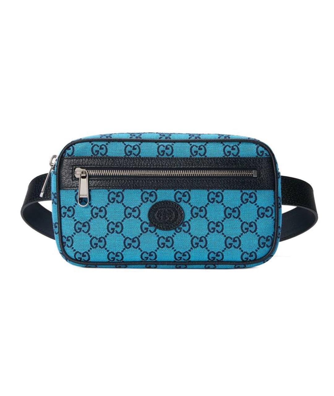 GUCCI Синяя хлопковая поясная сумка, фото 1