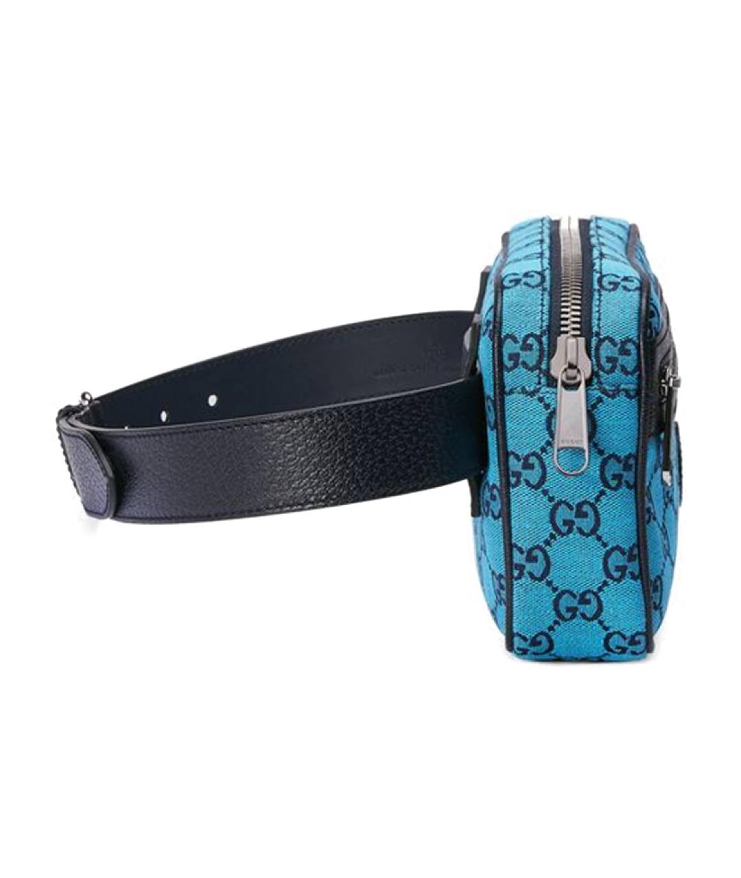 GUCCI Синяя хлопковая поясная сумка, фото 3