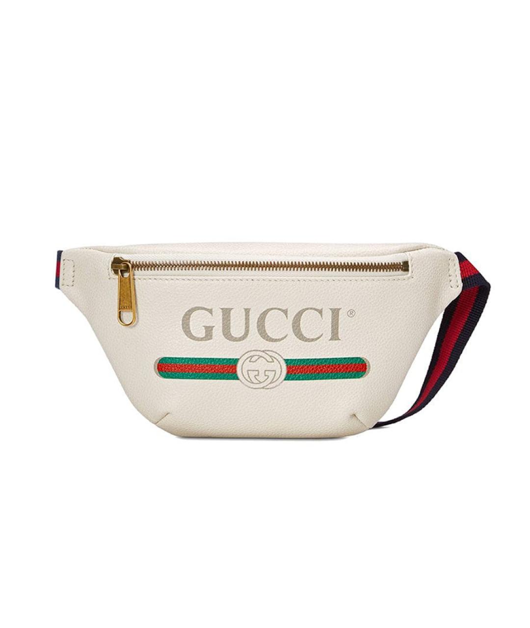 GUCCI Белая кожаная поясная сумка, фото 5