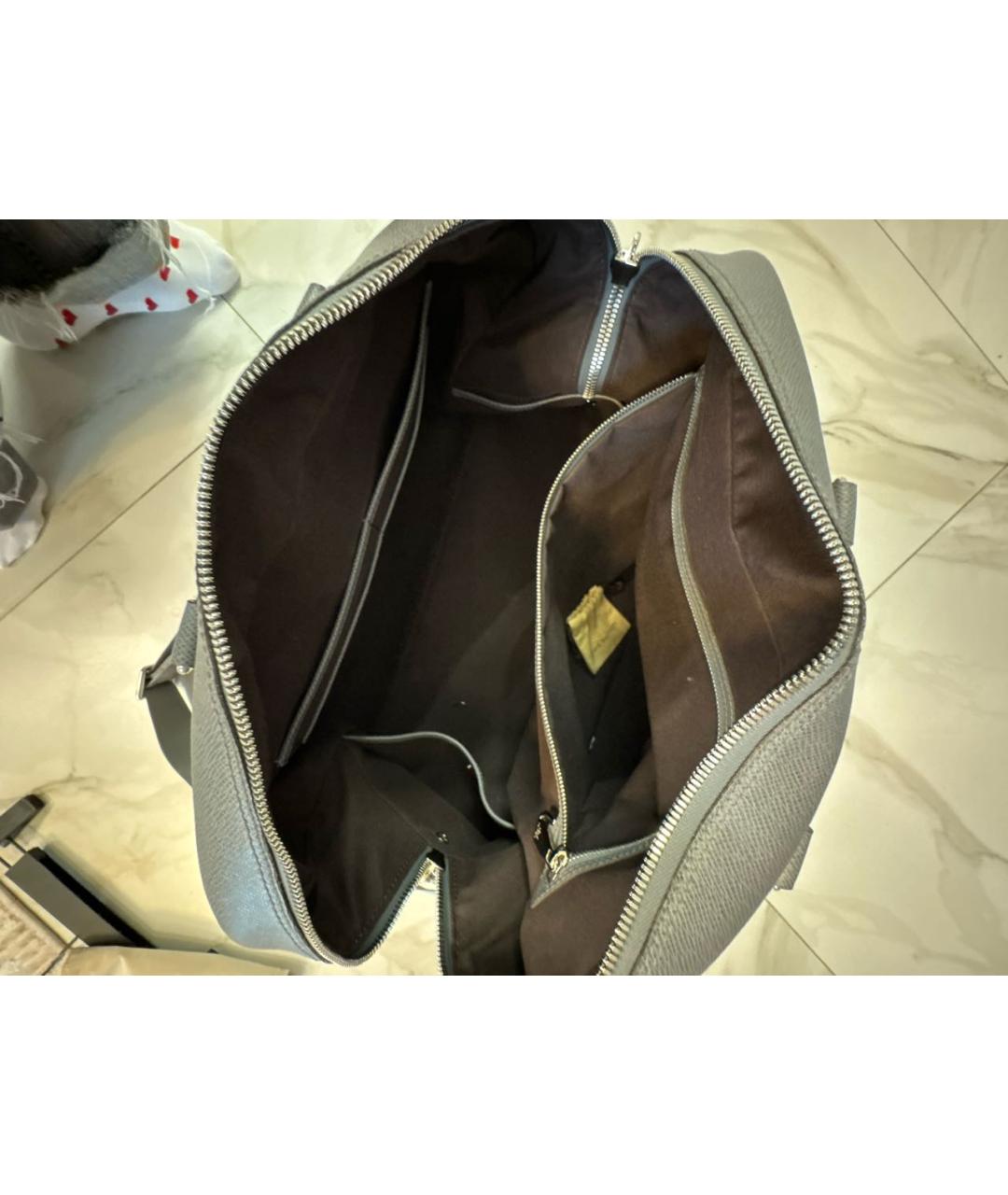 LOUIS VUITTON Антрацитовая кожаная дорожная/спортивная сумка, фото 4