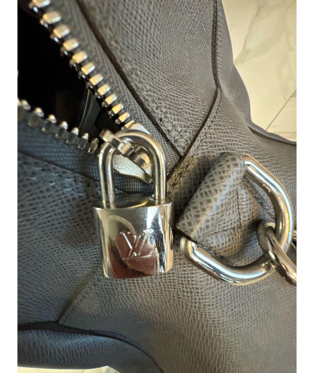 LOUIS VUITTON Антрацитовая кожаная дорожная/спортивная сумка, фото 7