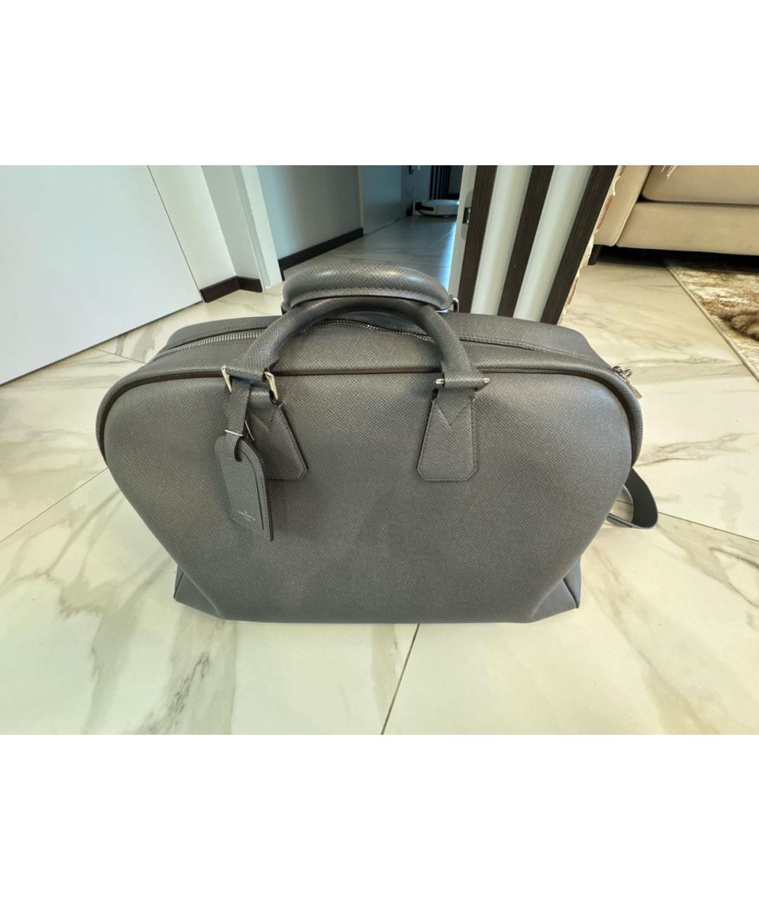 LOUIS VUITTON Антрацитовая кожаная дорожная/спортивная сумка, фото 9
