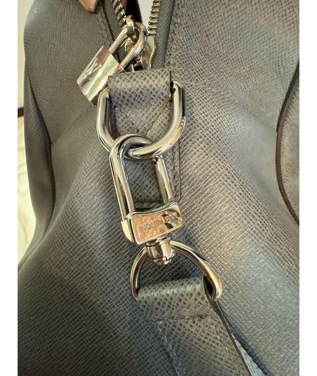 LOUIS VUITTON Антрацитовая кожаная дорожная/спортивная сумка, фото 8