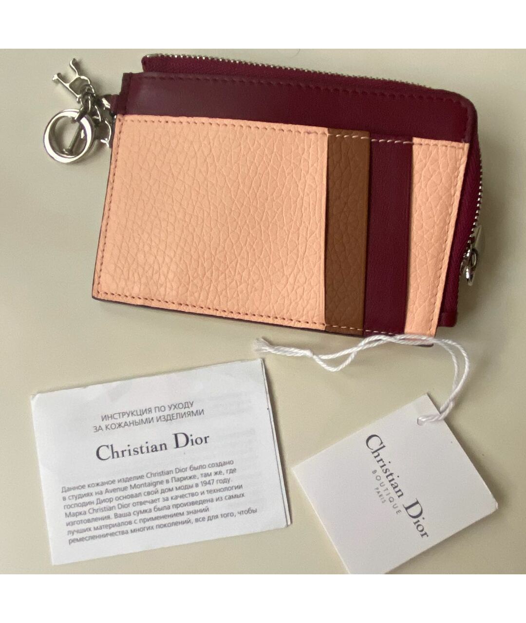 CHRISTIAN DIOR PRE-OWNED Бордовая кожаная визитница для женщин – купить в  интернет магазине с доставкой