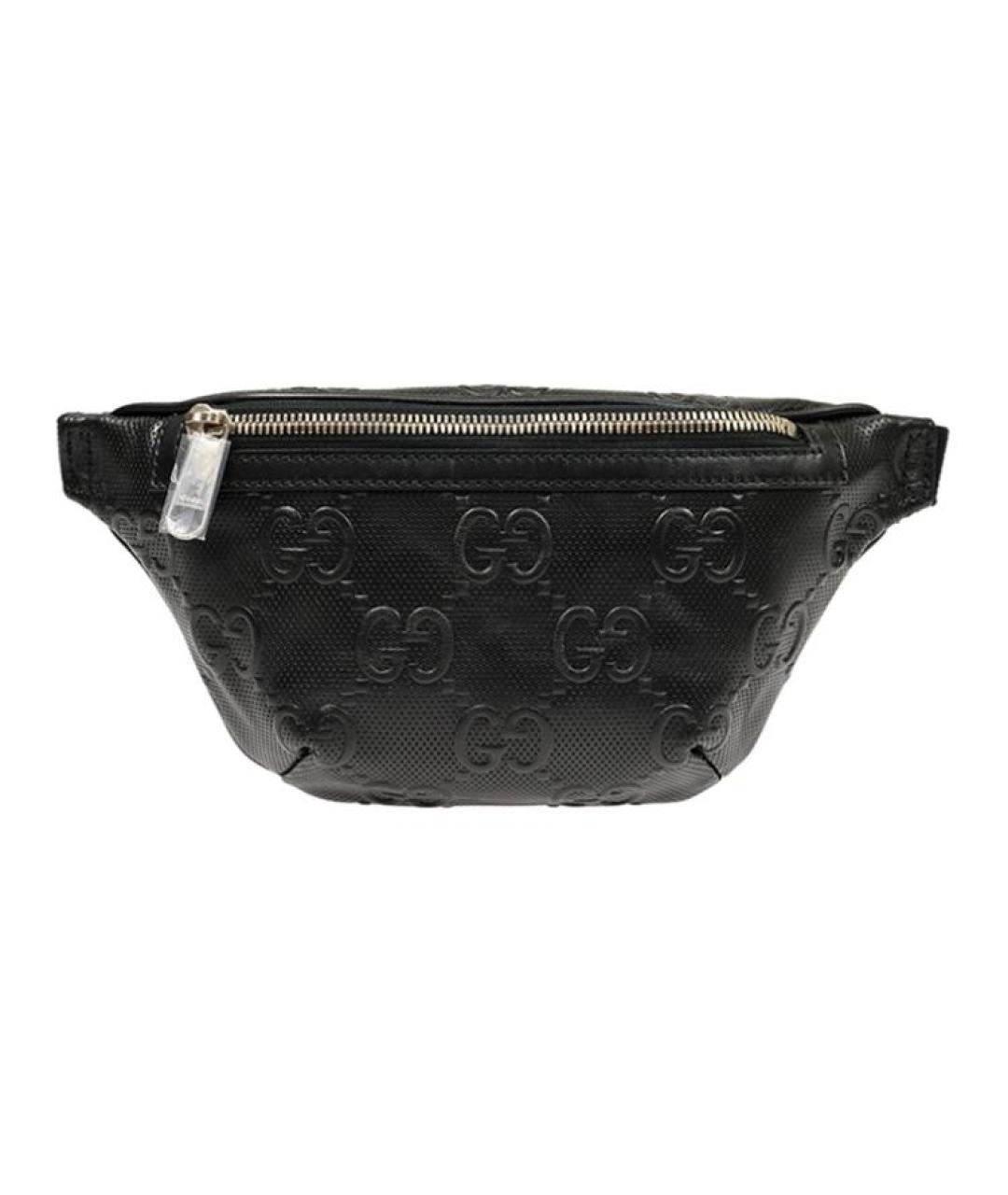 GUCCI Черная кожаная поясная сумка, фото 1