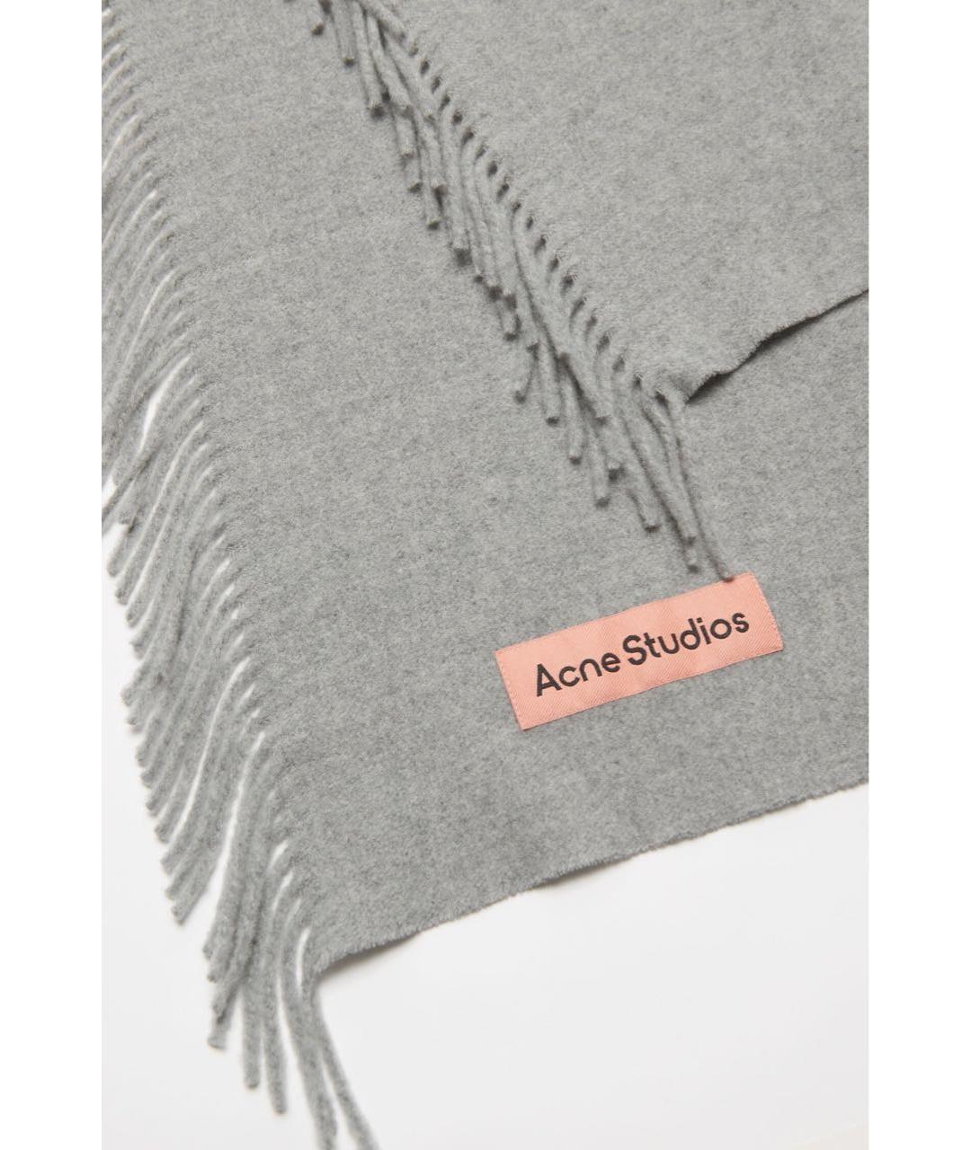 ACNE STUDIOS Серый шерстяной шарф, фото 3