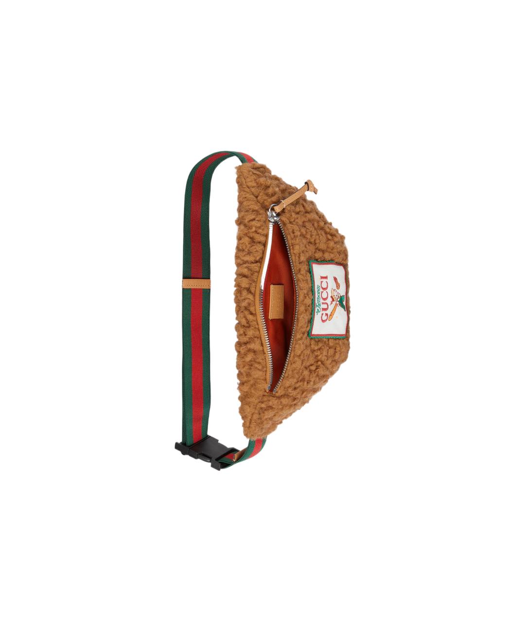 GUCCI Коричневая шерстяная поясная сумка, фото 6