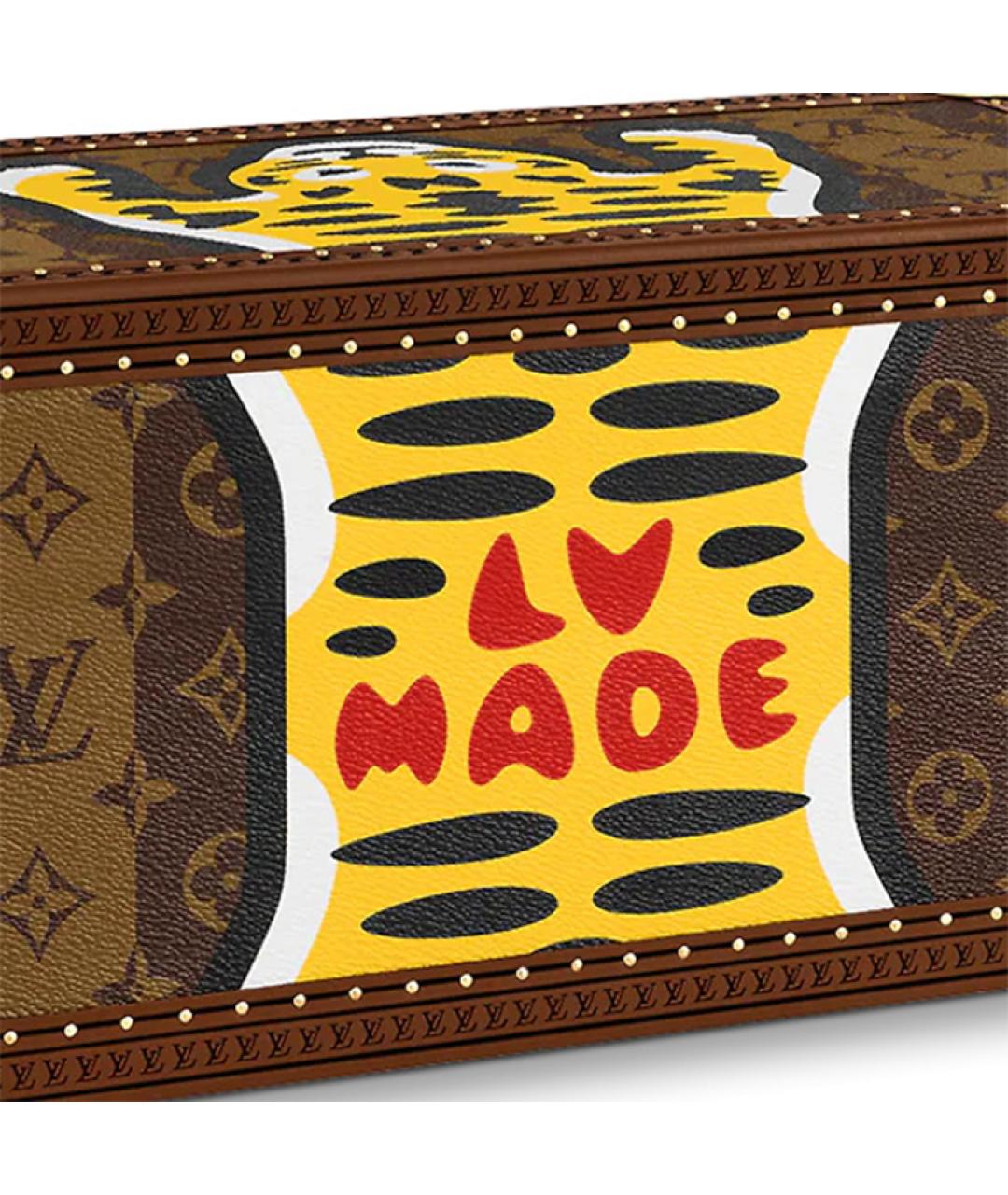 LOUIS VUITTON Коричневый кожаный чемодан, фото 5