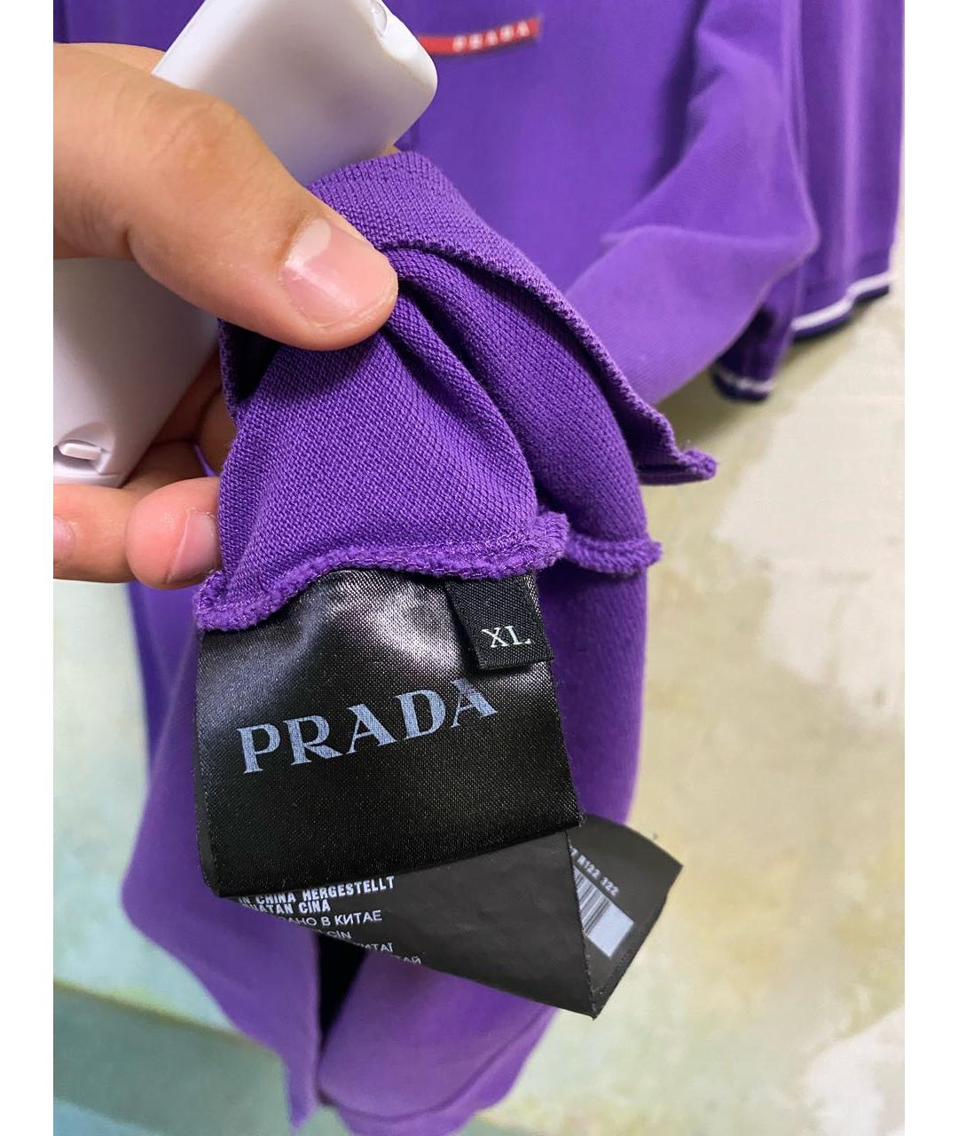 PRADA Фиолетовое хлопковое поло с коротким рукавом, фото 4