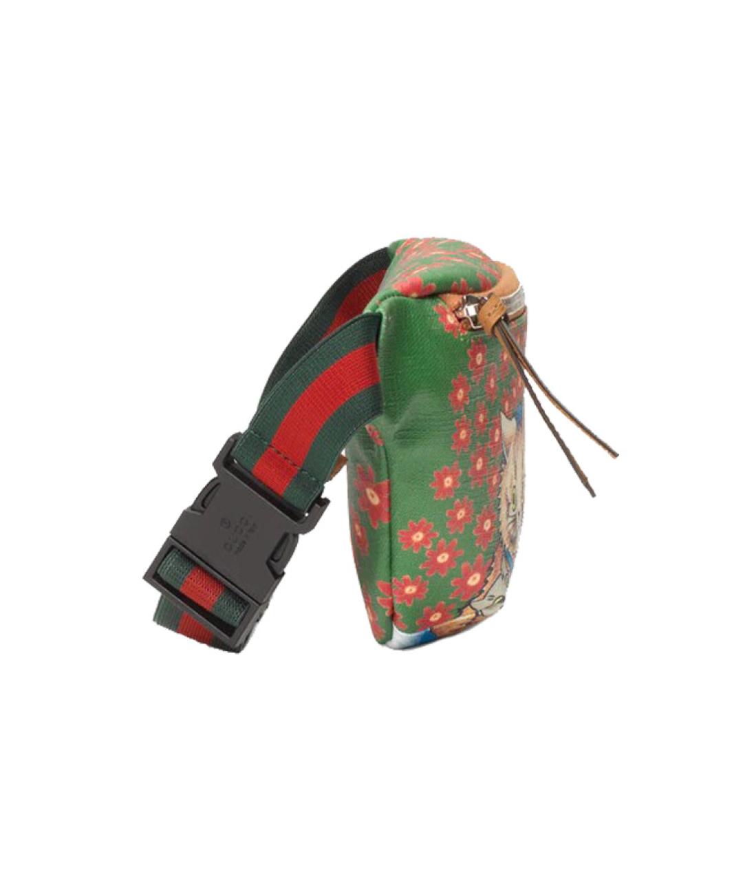 GUCCI Зеленая хлопковая поясная сумка, фото 5