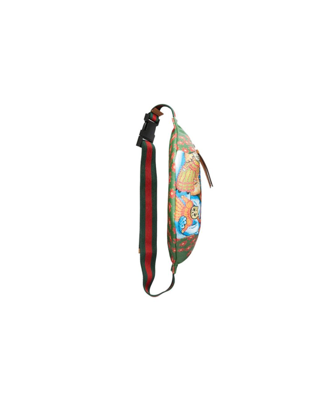 GUCCI Зеленая хлопковая поясная сумка, фото 7