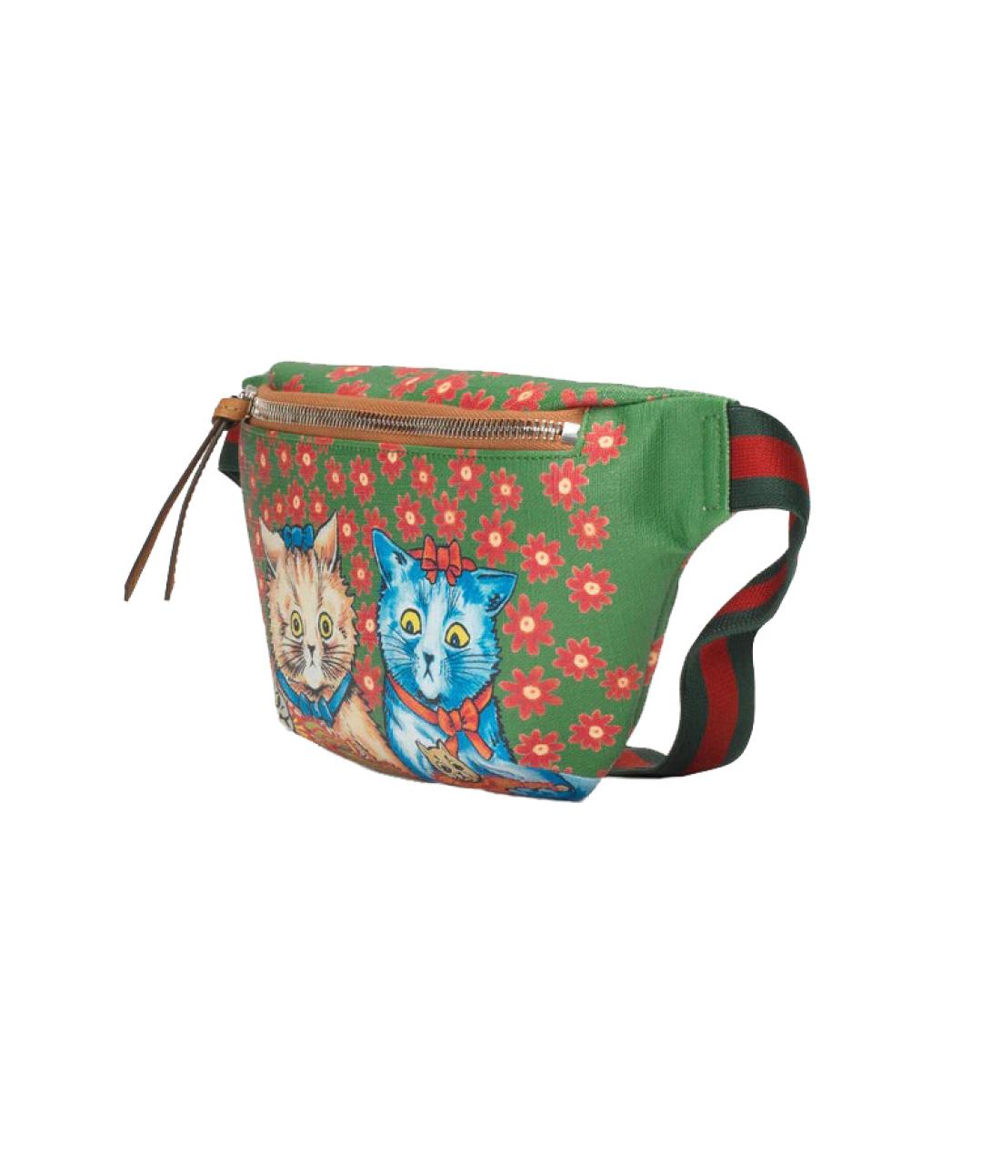 GUCCI Зеленая хлопковая поясная сумка, фото 3