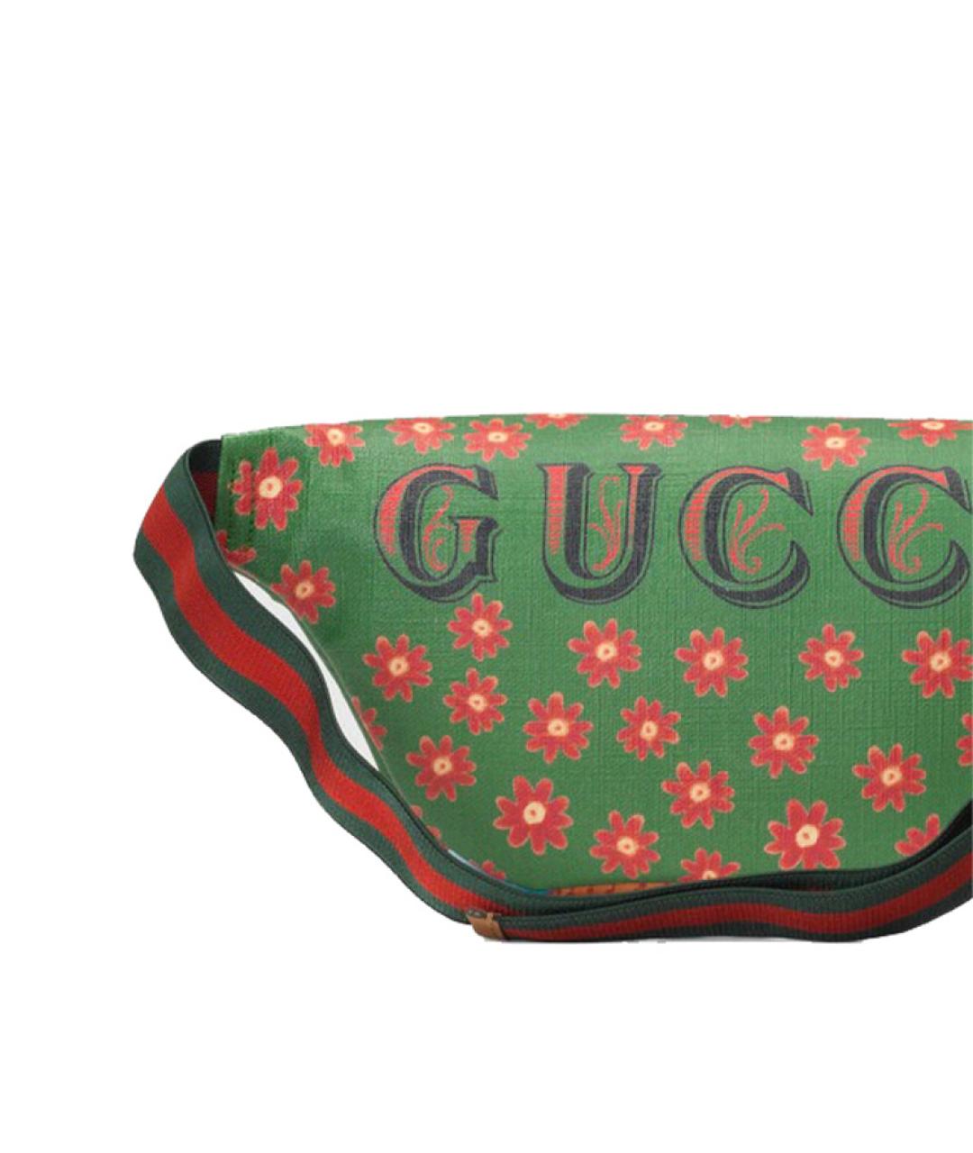 GUCCI Зеленая хлопковая поясная сумка, фото 8