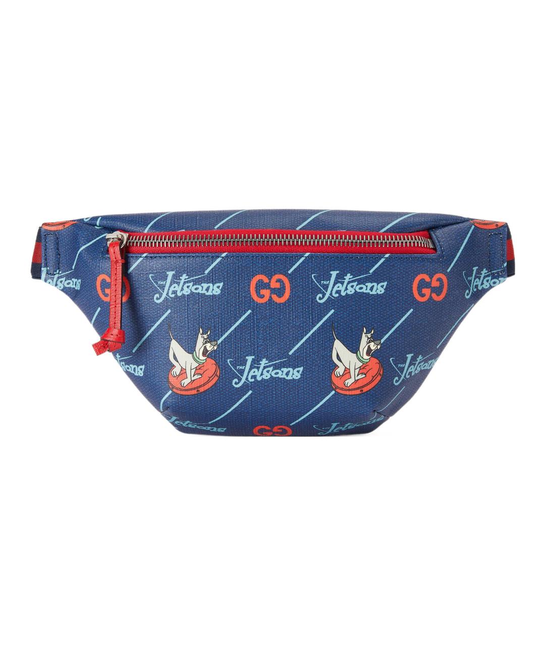 GUCCI Синяя кожаная поясная сумка, фото 1