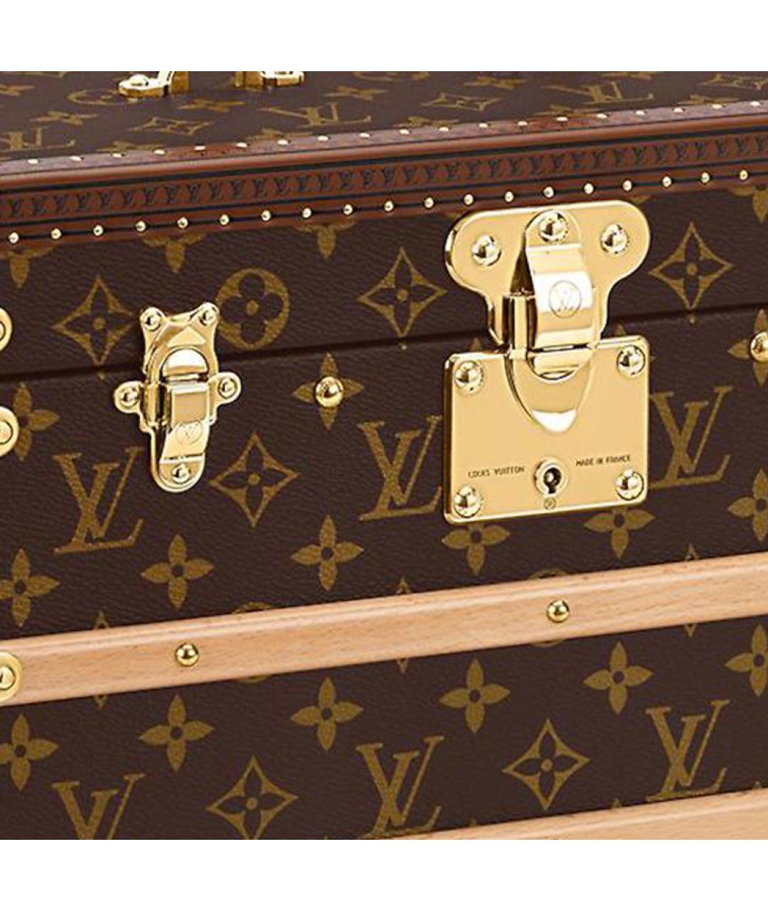 LOUIS VUITTON Коричневый кожаный чемодан, фото 6