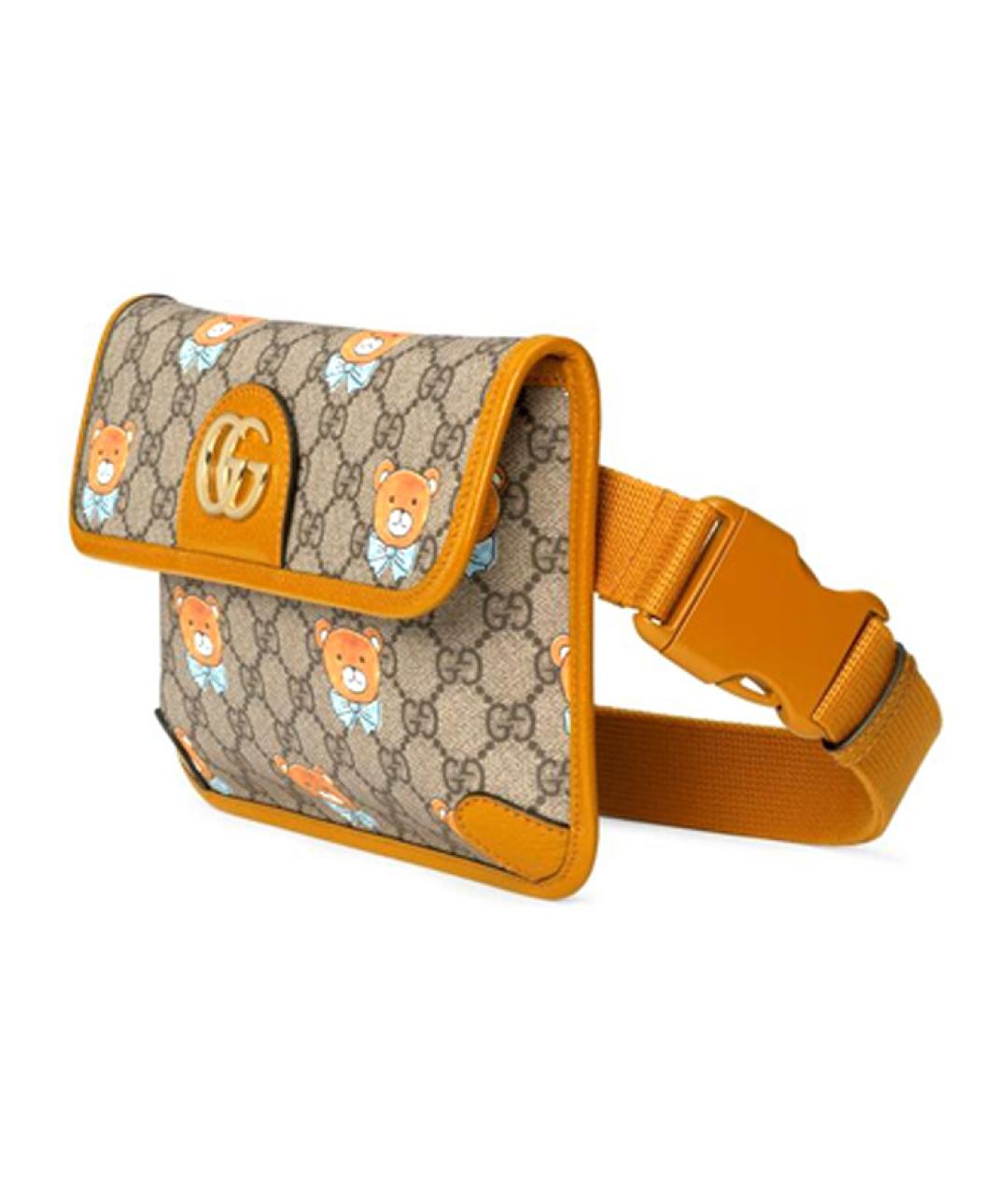 GUCCI Оранжевая хлопковая поясная сумка, фото 2