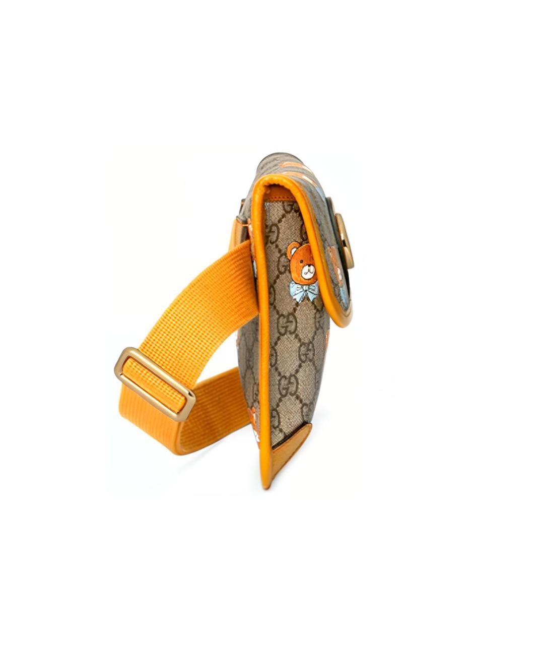 GUCCI Оранжевая хлопковая поясная сумка, фото 3