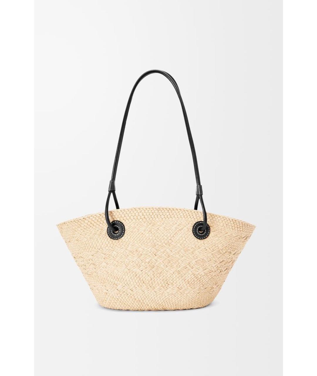 LOEWE Бежевая пелетеная пляжная сумка, фото 3