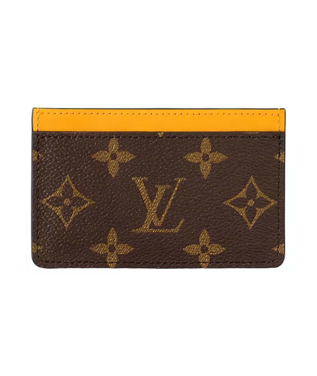 LOUIS VUITTON Коричневый кожаный кардхолдер, фото 1