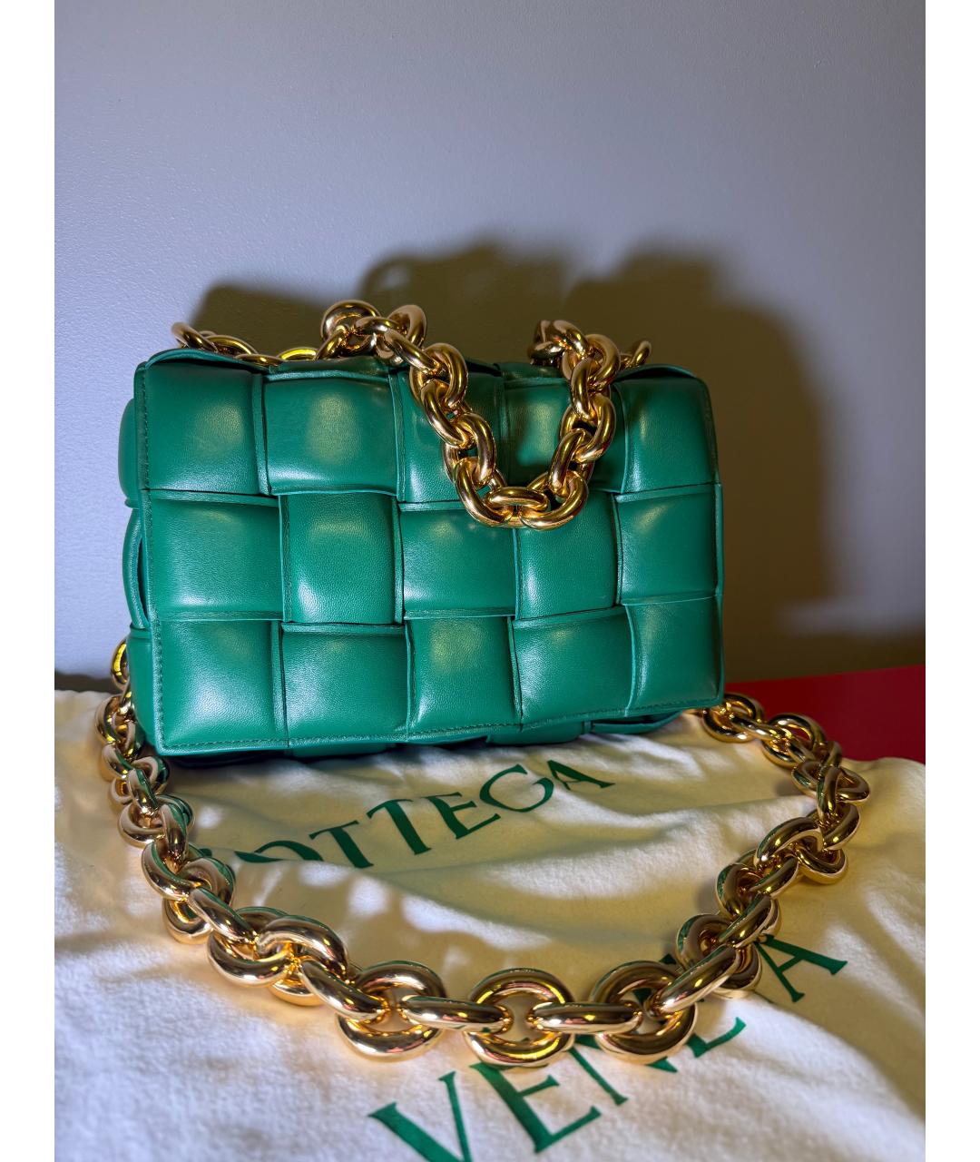 BOTTEGA VENETA Зеленая кожаная сумка через плечо, фото 4