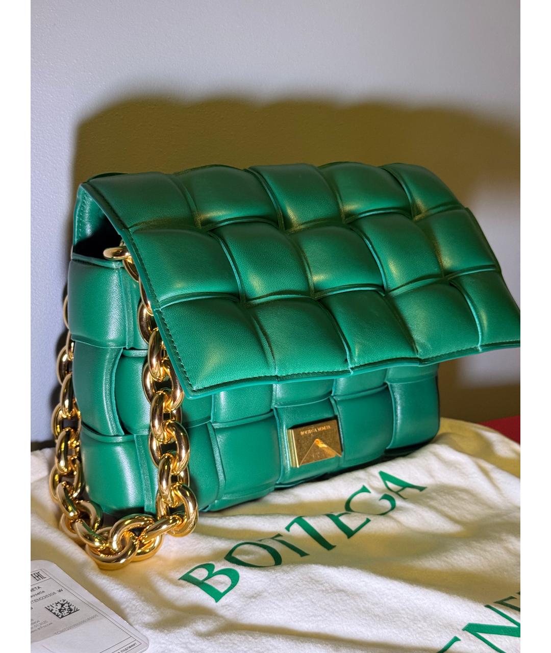 BOTTEGA VENETA Зеленая кожаная сумка через плечо, фото 2