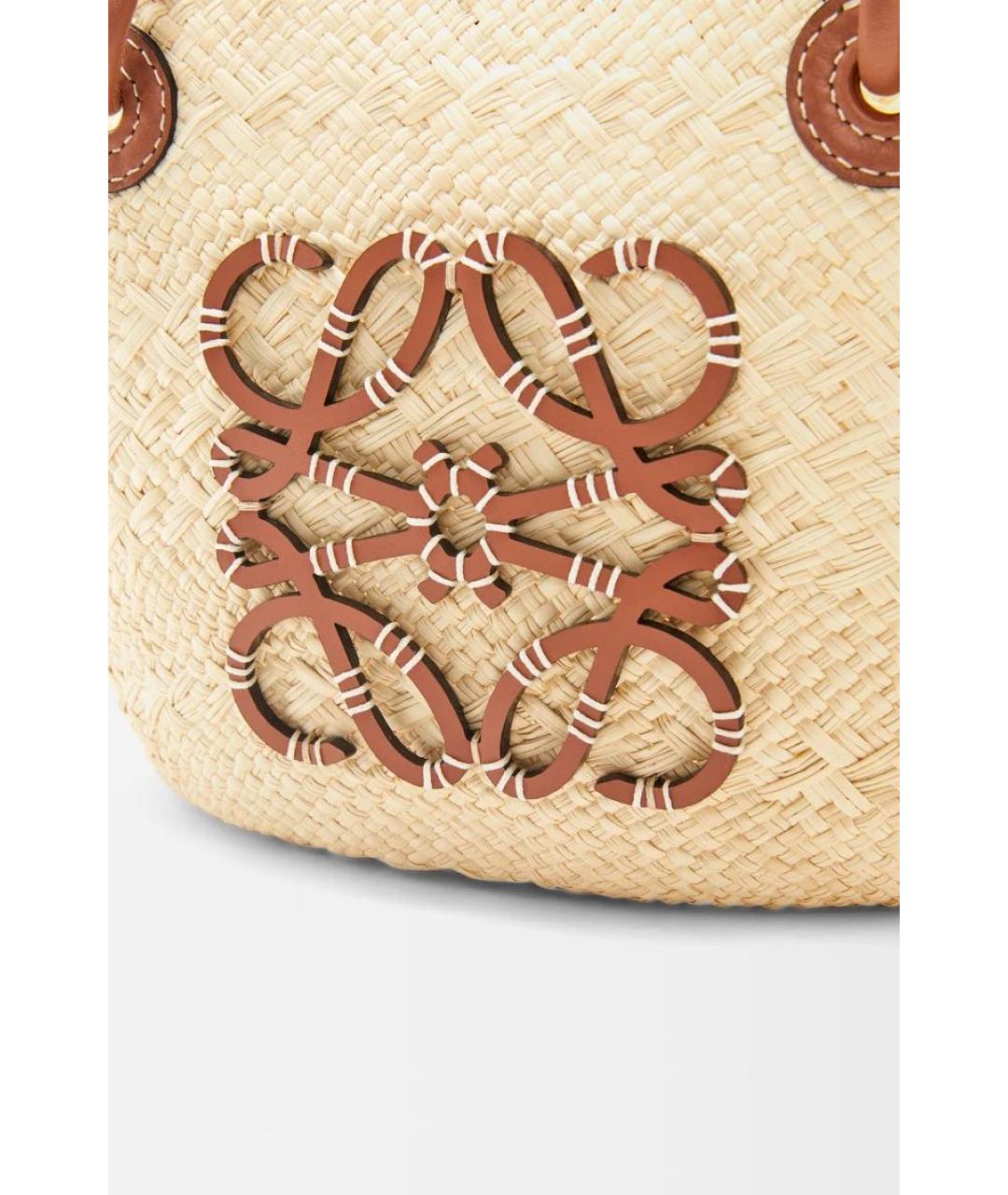 LOEWE Бежевая пелетеная пляжная сумка, фото 4