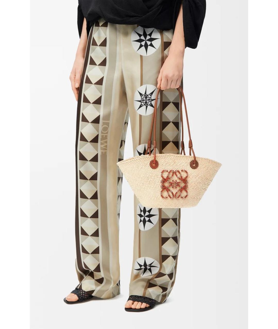 LOEWE Бежевая пелетеная пляжная сумка, фото 5