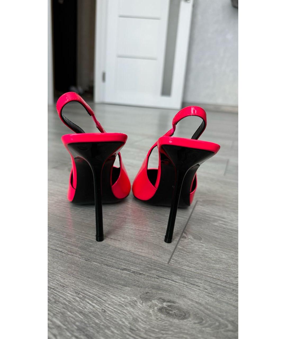 SAINT LAURENT Розовые босоножки из лакированной кожи, фото 4