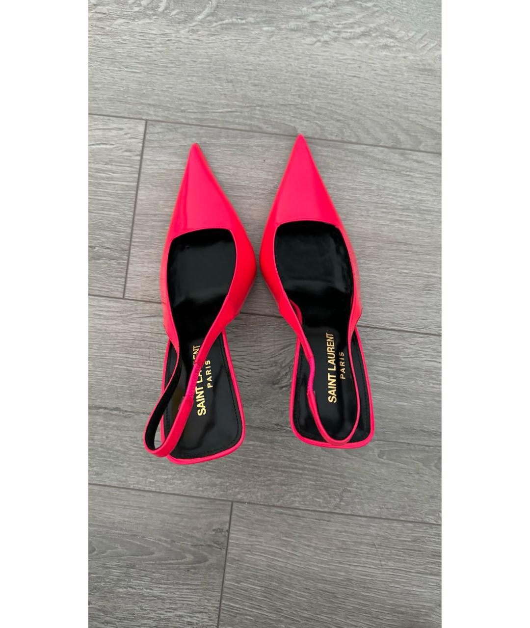 SAINT LAURENT Розовые босоножки из лакированной кожи, фото 3