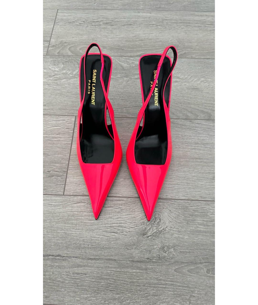 SAINT LAURENT Розовые босоножки из лакированной кожи, фото 2