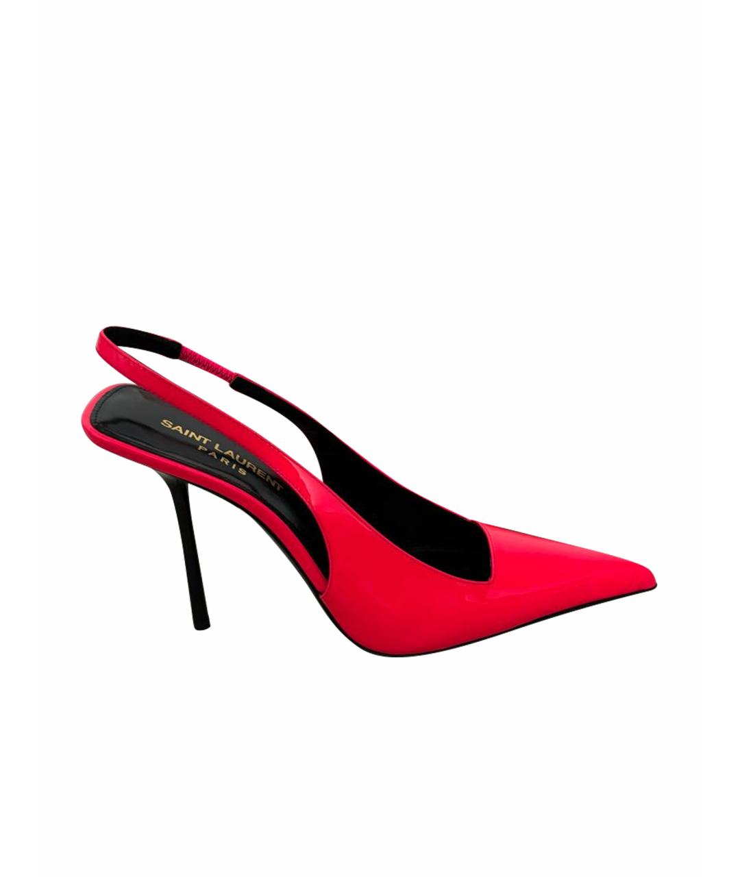 SAINT LAURENT Розовые босоножки из лакированной кожи, фото 1