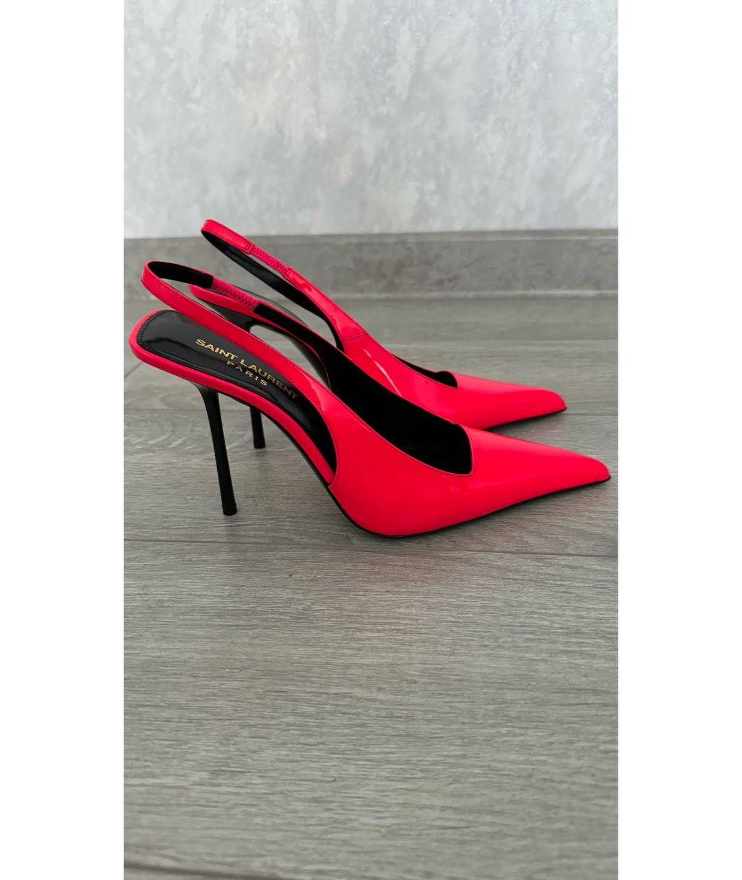SAINT LAURENT Розовые босоножки из лакированной кожи, фото 5