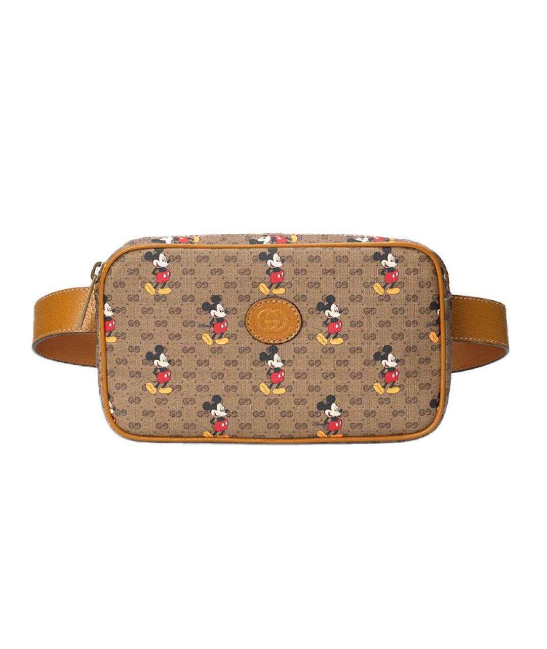 GUCCI Коричневая хлопковая поясная сумка, фото 1