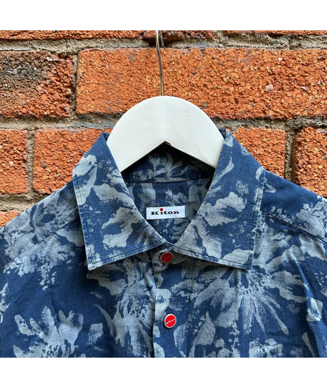 KITON Синяя хлопковая кэжуал рубашка, фото 3