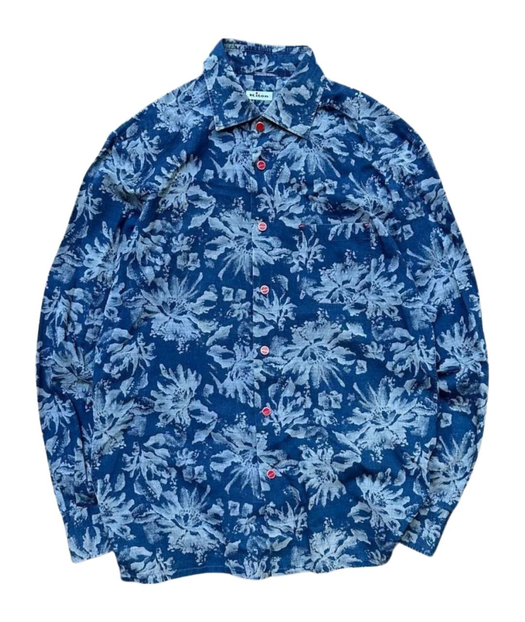 KITON Синяя хлопковая кэжуал рубашка, фото 1