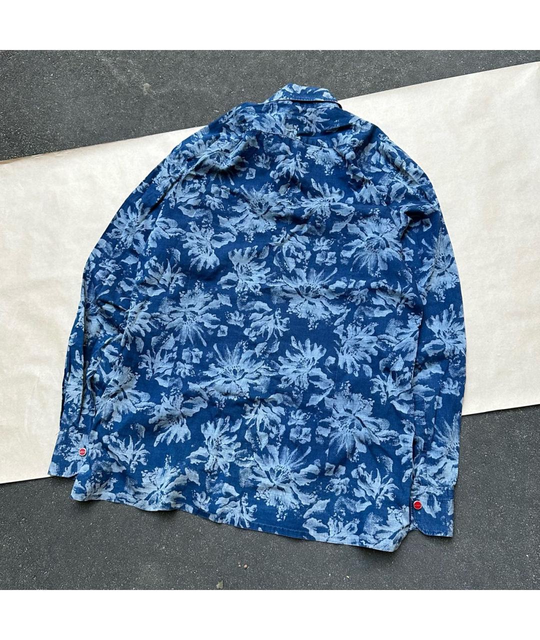 KITON Синяя хлопковая кэжуал рубашка, фото 2
