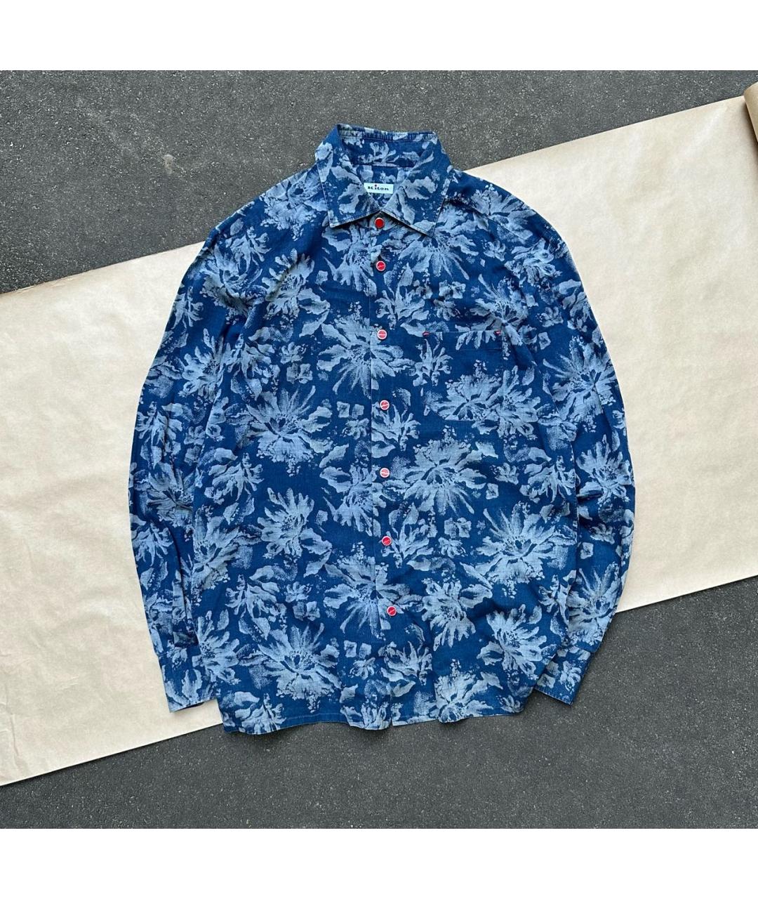KITON Синяя хлопковая кэжуал рубашка, фото 9