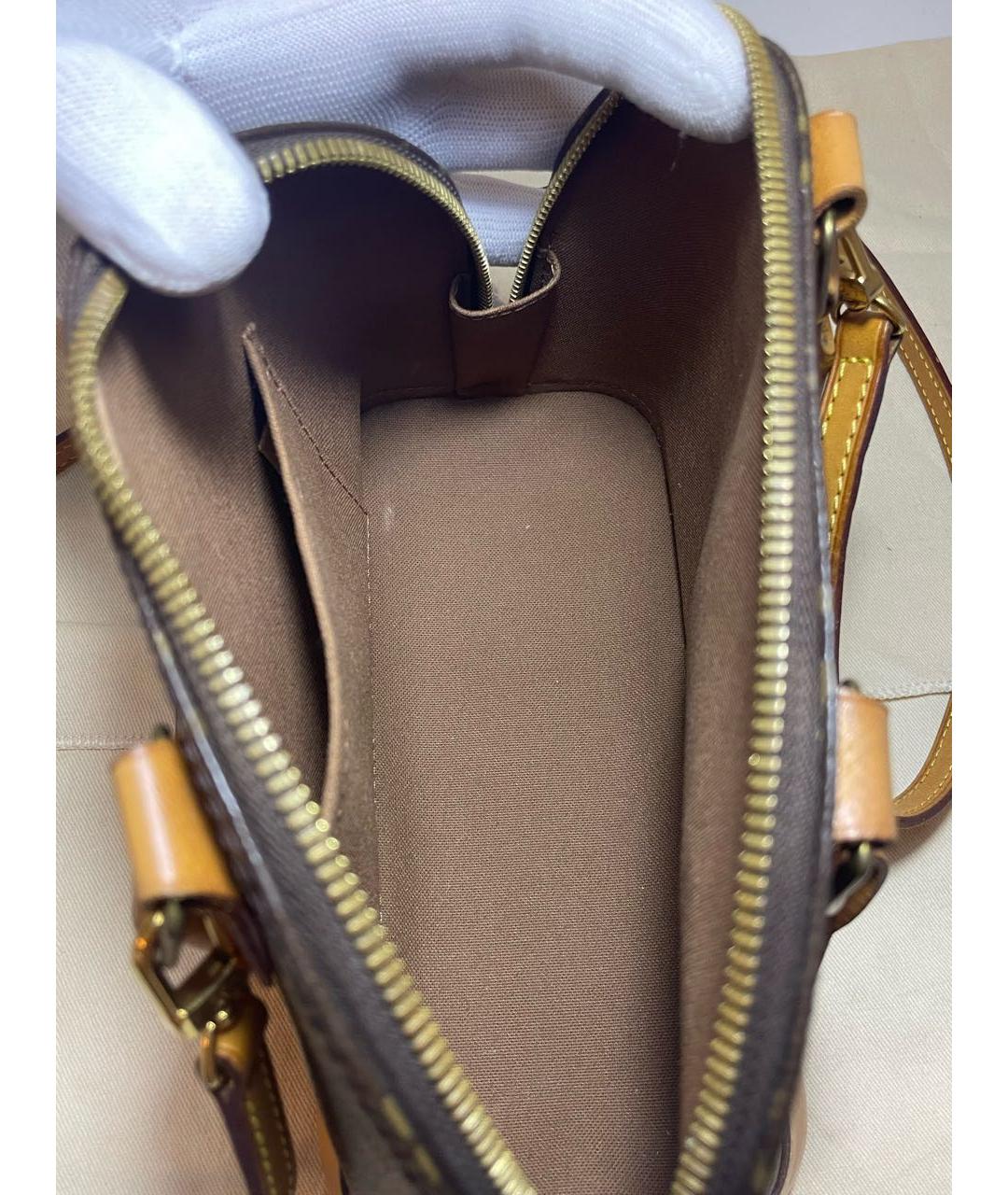 LOUIS VUITTON Коричневая кожаная сумка с короткими ручками, фото 3