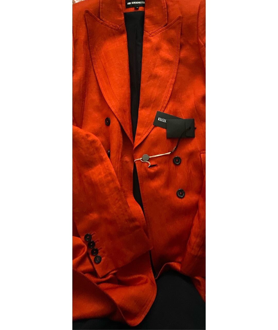 ANN DEMEULEMEESTER Оранжевое льняное пальто, фото 4